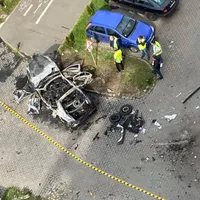 Mașina în care e fost ucis omul de afaceri aărdean Ioan Crișan Foto: Flaviu-Ovidiu Stuhulet