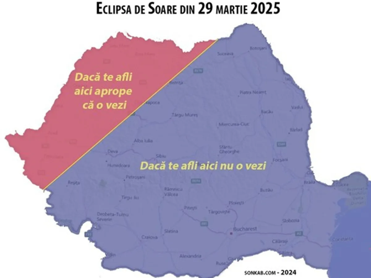 Prima eclipsă parțială din 2025! Soarele se întâlnește astăzi cu Luna. La ce oră se vede din România - Foto: astro-urseanu.ro