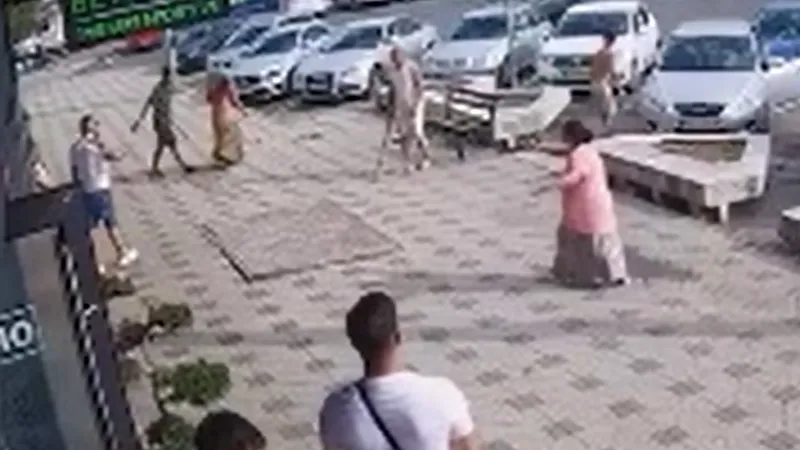 Două femei au intervenit într-o răfuială cu bâte, săbii și bolovani Foto: captura video bacau.net