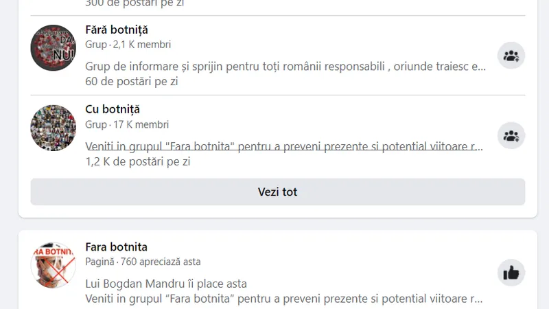 Grupurile anti mască de protecție, de pe Facebook