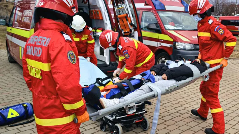 Pacienții sunt aduși de urgență la spital Foto. IGSU - rol ilustrativ