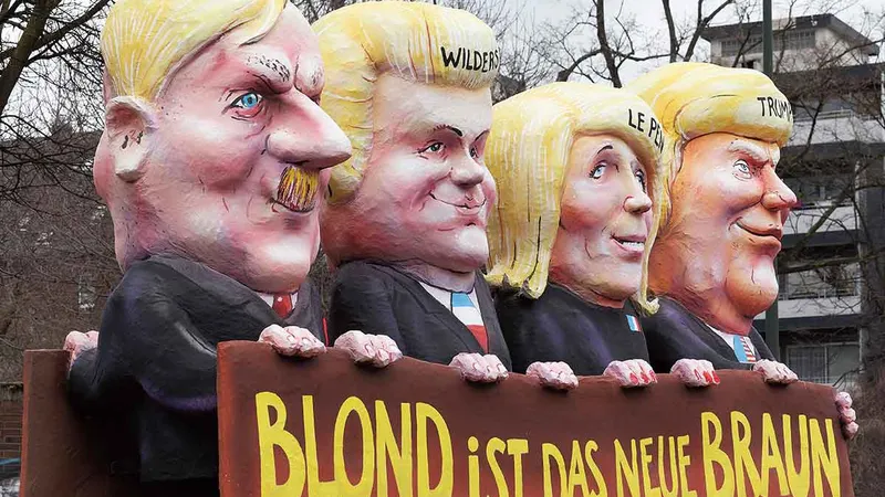 „Blondul este noul brun“, construcție ironică a manifestanților anti-extremă dreapta din Germania - Foto: Profimedia Images