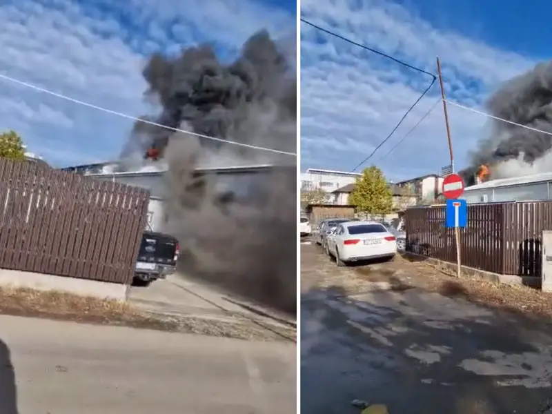 Incendiu cu degajări mari de fum la un service auto din Bragadiru. Pompierii intervin urgent - Foto: Facebook/ Teodora Desagă