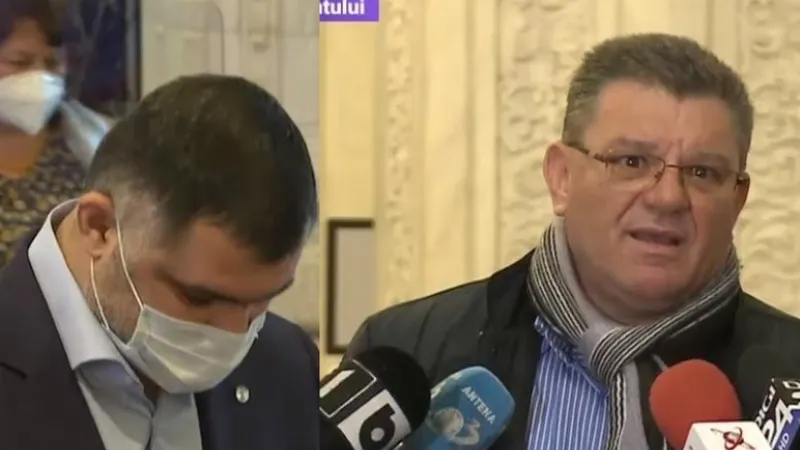 Daniel Ghiță a purtat mască în Parlament când a venit să-ți ia postul în primire. Dumitru Coarnă a venit cu scutire de mască Foto: Digi24