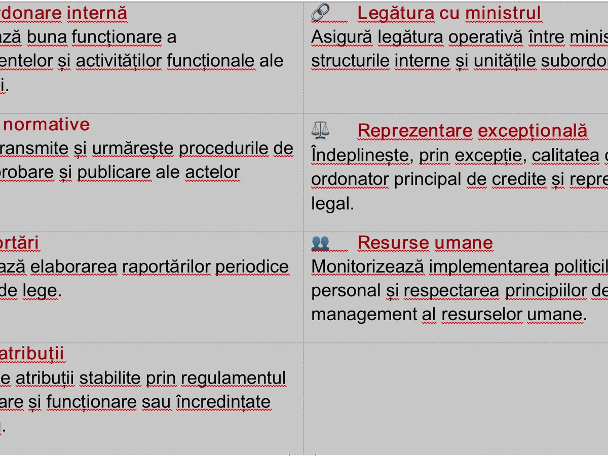 Atribuțiile secretarului general al Ministerului Energiei