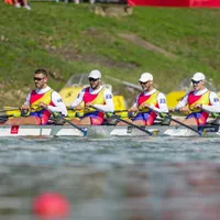 Echipajul de patru vâsle masculin, compus din Mihai Chiruță, Ciprian Tudosă, Ioan Prundeanu și Florin Marian Enache - Foto: Facebook/ Federația Română de Canotaj