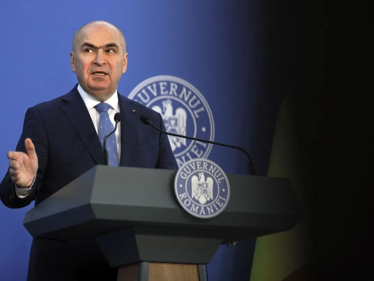 Premierul Ilie Bolojan, în timpul unei sesiuni de declaraţii de presă - Foto: INQUAM PHOTOS/Mălina Norocea