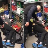 Hoț bătut în supermarket Foto: captură Youtube