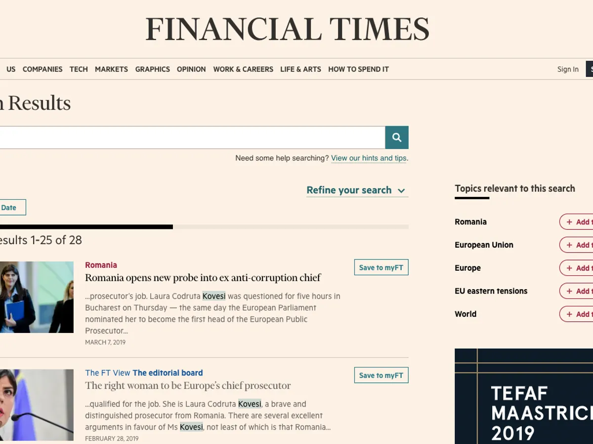 FT are deja o colecție de articole despre LCK/FOTO: ft.com