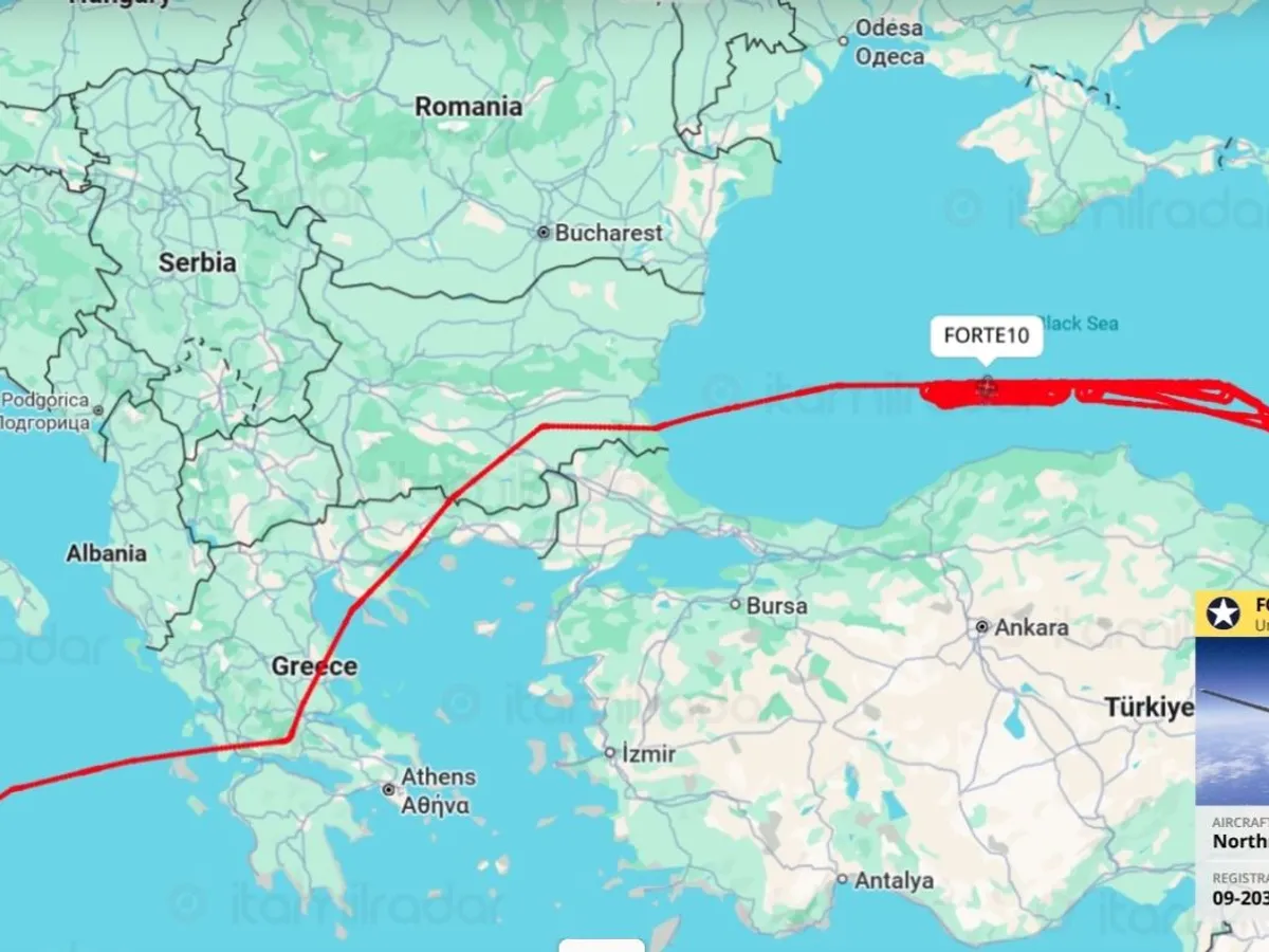 Misiune a Global Hawk în Marea Neagră - Foto: ItaMilRadar