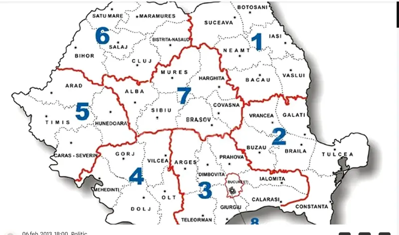 Harta regionalizării - Foto: Arhiva