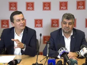 Prim-vicepreşedintele PSD-Sorin Grindeanu(stânga) și Președintele PSD-Marcel Ciolacu(dreapta)/FOTO: aktual24.ro