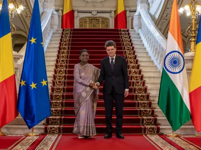 Droupadi Murmu, preşedinta Indiei, şi Nicuşor Dan, preşedintele României - Foto: presidency.ro