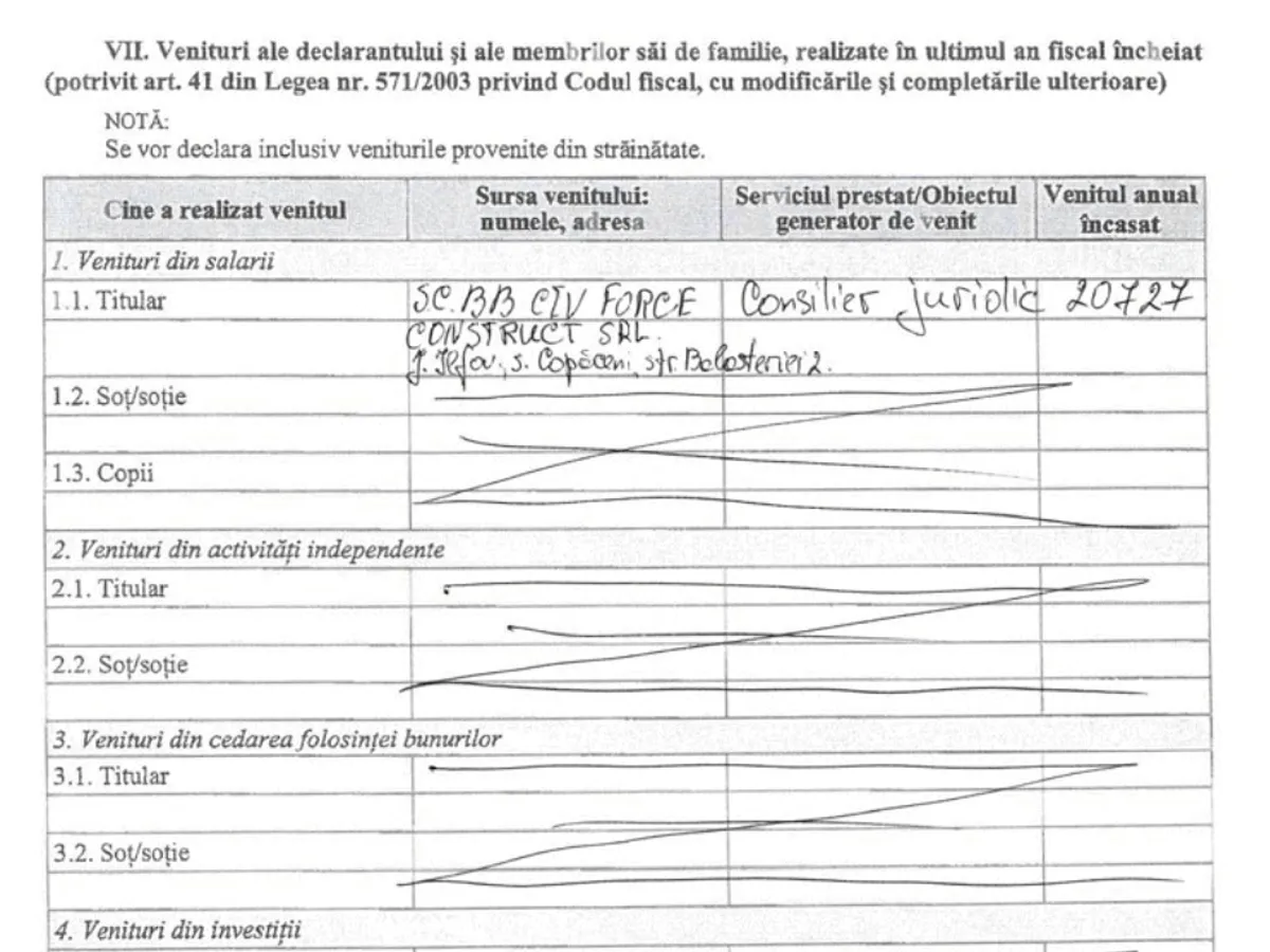Declarația de avere depusă de Raisa Enachi în decembrie, când a devenit deputată AUR. Sursa: Camera Deputaților