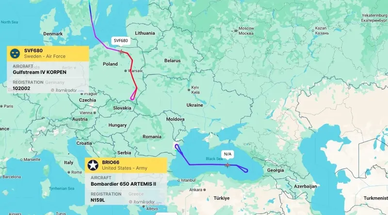 Misiune SUA din Rom&acirc;nia - Foto: FlightRadar