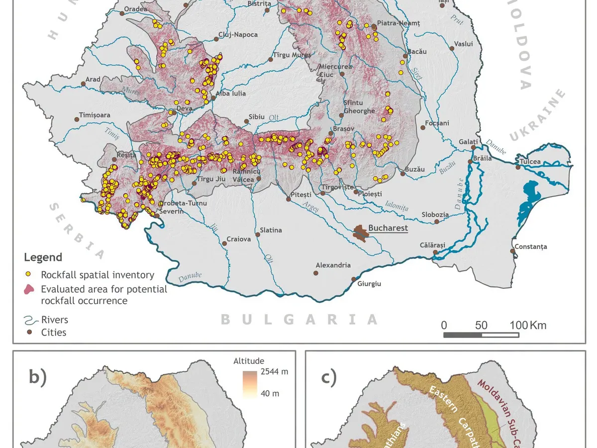 România are o suprafață de aproximativ 1500 km² expusă riscului de căderi de roci, din care 97% este concentrată în zona Carpaților - Foto: Facebook