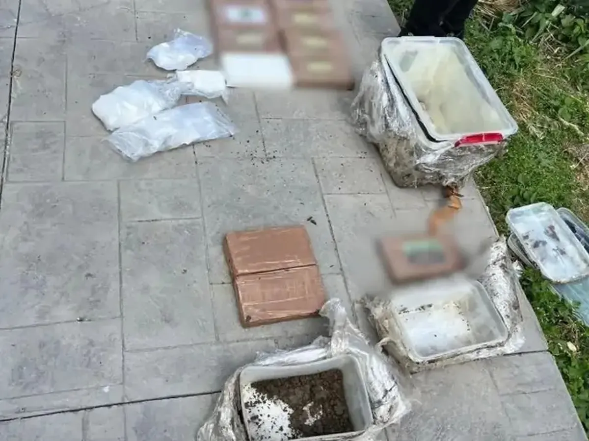 1.000.000 de euro costa cocaina pe care o îngropaseră în curtea casei. Şi nu doar atât - Foto: Poliţia Română