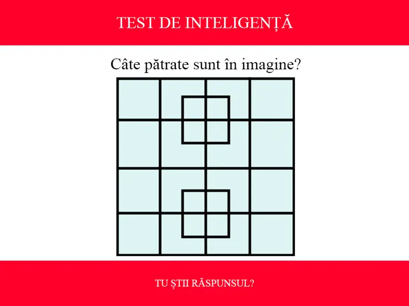 TEST DE INTELIGENȚĂ Câte pătrate sunt în imagine? Puțini reușesc să răspundă corect - Foto: Colaj Newsweek / Reader's Digest