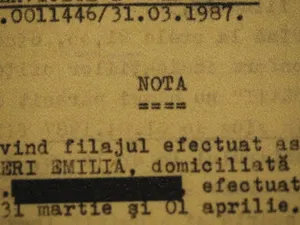 Filă facsimil de la un dosar întocmit de Securitate - Foto: INQUAM PHOTOS/George Călin