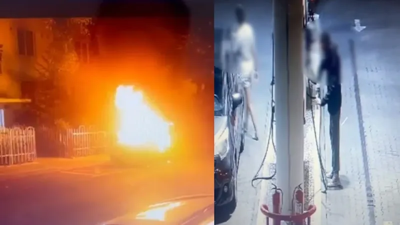 Mașina unei femei a fost incendiată. Cine i-a dat foc - Foto: imagini camere supraveghere