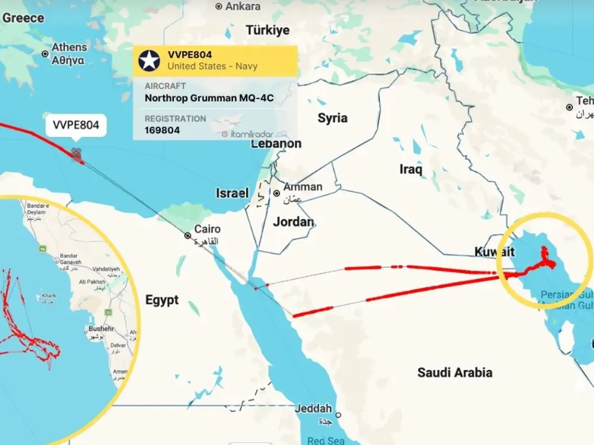Drone de recunoaștere ale SUA supraveghează Insula Kharg - Foto: ItaMilRadar