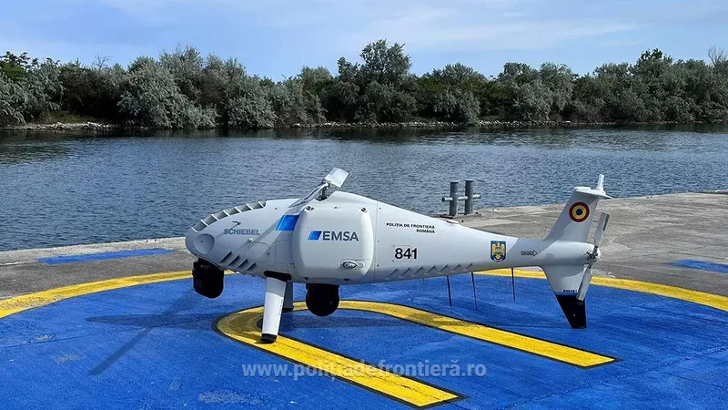 Frontiera de la Marea Neagră, supravegheată Frontiera României de la Marea Neagră, supravegheată din nou cu drone de tip elicopter / FOTO: politiadefrontieră.ro