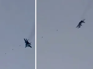 Momentul în care un MiG-29 ucrainean se rotește spectaculos în timp ce atacă pozițiile rusiei - Foto: Profimedia images