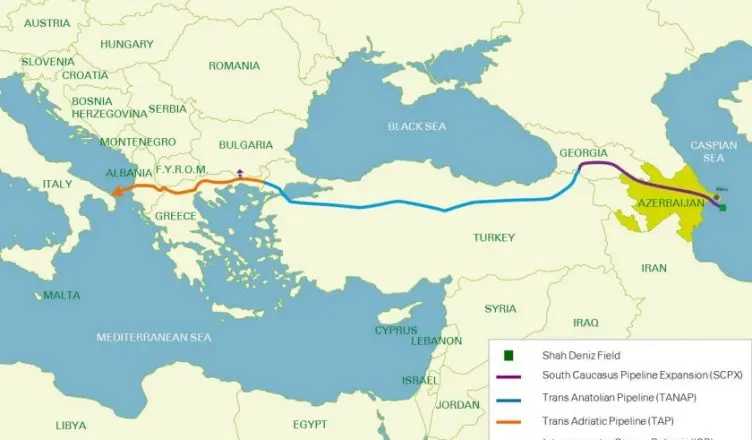 Coridorului de Sud, ce leagă Marea Caspică de Europa, alternativa la gazul rusesc propusă de Italia. / Foto: energielive.ro