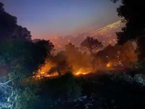 Nou incendiu, în Rodos. Pompierii români se luptă să salveze un parc natural - Foto: IGSU