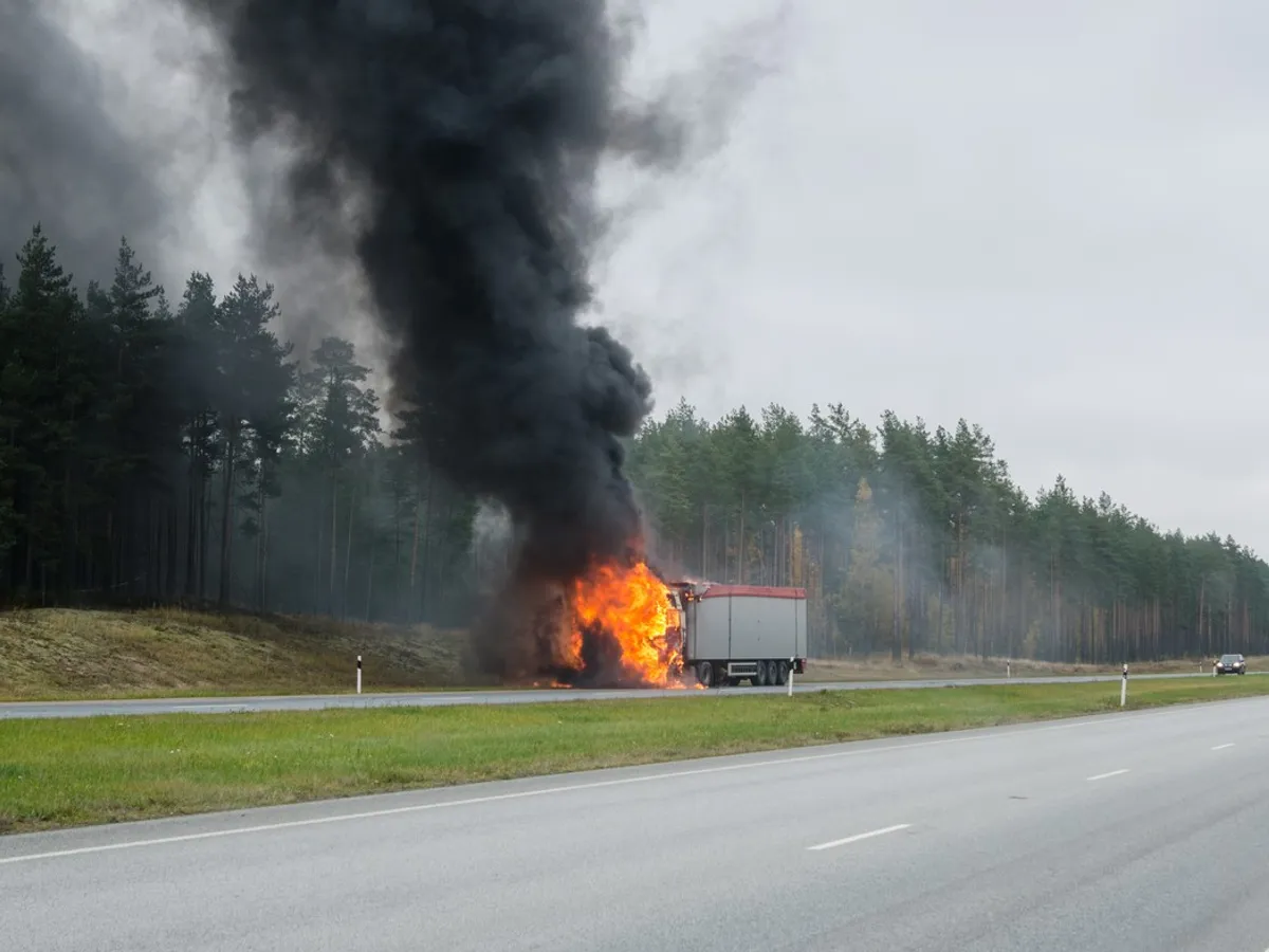 CAmion în flăcări - Foto: Profimedia