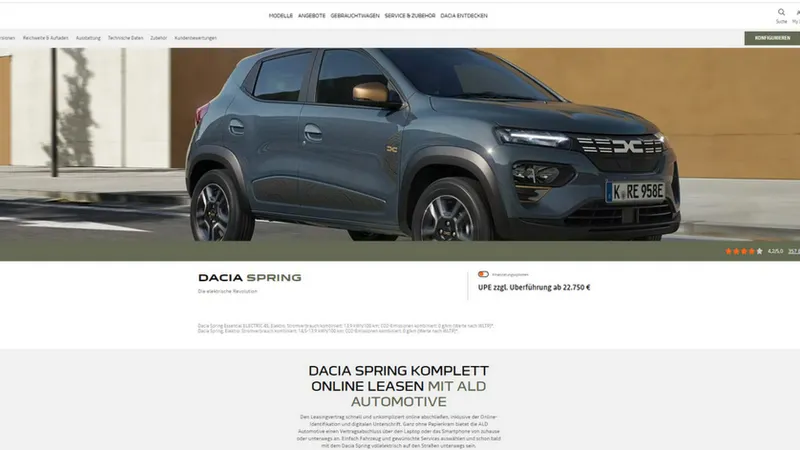 Dacia Spring costă 20.800 € în România, 22.750 € în Germania, 21.450 € în Italia. În China, 7.900 € - Foto: captură ecran