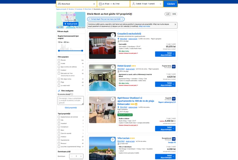 Cele mai scumpe cazări &icirc;n Eforie Nord de 1 Mai 2026 - Foto: Booking.com