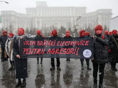 Protestul organizat în fața Palatului Parlamentului/FOTO: Inquam Photos/Octav Ganea