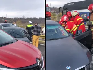 Accident în lanț pe DN 1 între Ploiești și Brașov. 7 mașini sunt implicate. Traficul este blocat - FOTO: News.ro