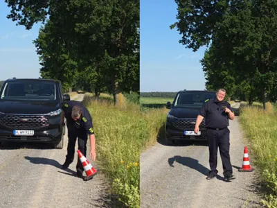 Un pompier explică de ce un con de trafic căzut la pământ nu ar trebui ridicat - Foto: Instagram