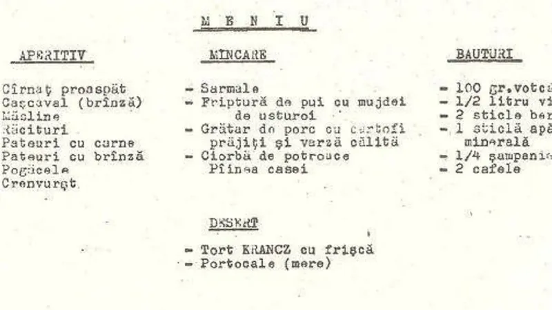 Ce meniu de Revelion aveau românii în 1984