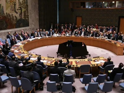 Consiliul de Securitate al Naţiunilor Unite, votând proiectul de rezoluţie pentru Strâmtoarea Ormuz - Foto: Profimedia Images