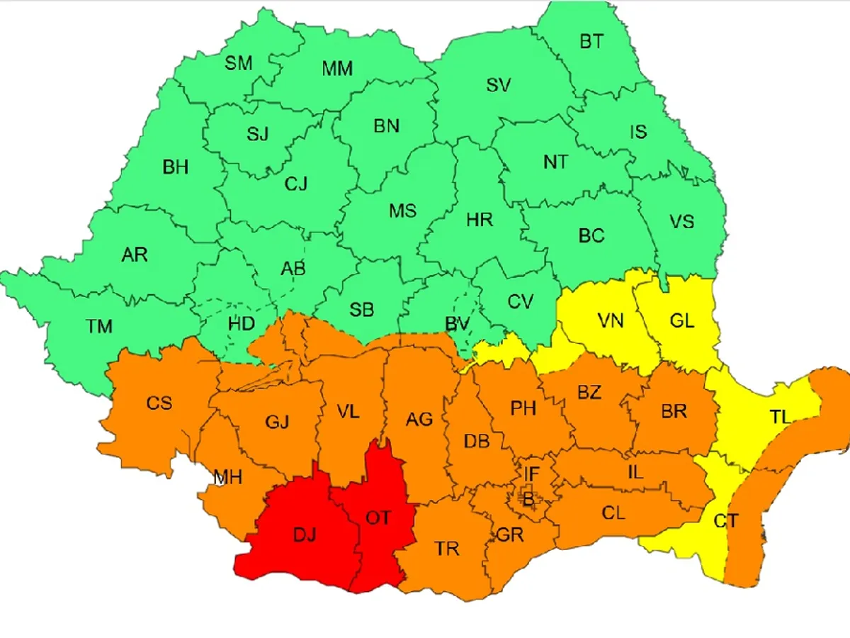 Hartă Meteo - Foto: ANM