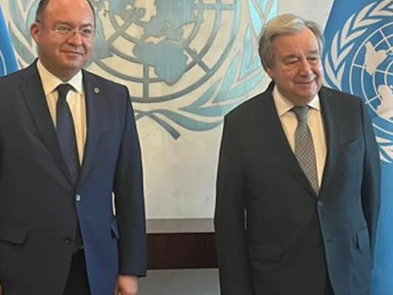 Întâlnire între Bogdan Aurescu, ministrul de Externe, şi Antonio Guterres, secretarul general ONU - Foto: MAE