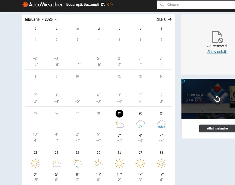 Vreme București Foto: captură Accuweather