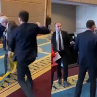 Bătaie la „costum” între delegațiile Rusiei și Ucrainei. S-au aruncat pumni „bine plasați” - Foto: Twitter/ @officejjsmart