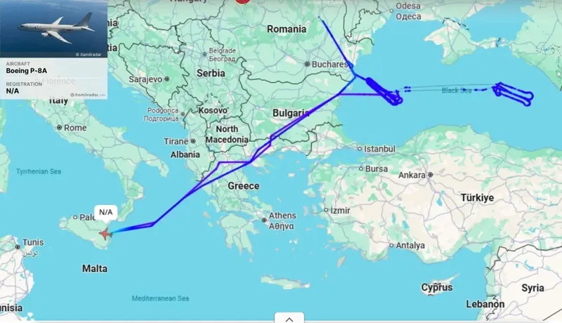 Avioanele P-8A ale Marinei SUA revin în Marea Neagră - Foto: ItaMilRadar