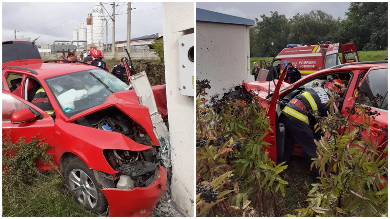 O tânără șoferiță beată a lovit o țeavă de gaze și un punct trafo. Ar fi vrut să se sinucidă. / Foto: tvmneamt.ro