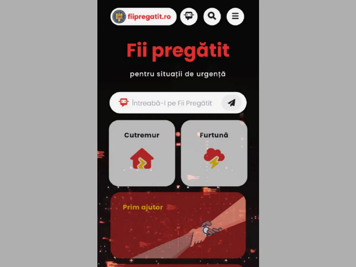 DSU a lansat Fii Pregătit 2.0: Ce știe să facă noul asistent virtual cu inteligență artificială - Foto: captură ecran