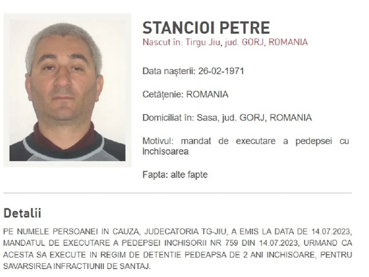 Petre Stănciioi condamnat pentru șantaj Foto: IGPR