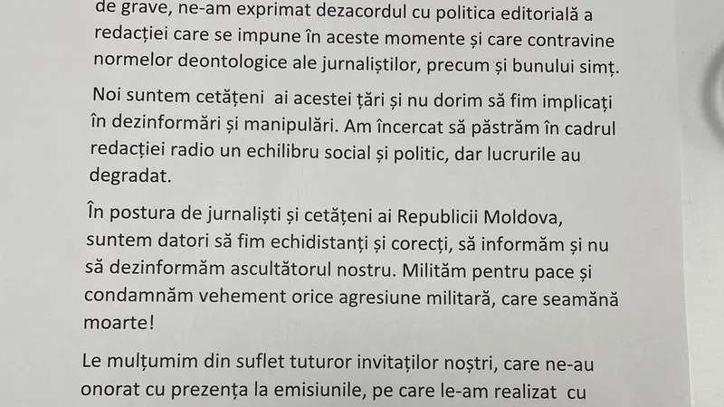 Demisia jurnaliștilor Sputnik Moldova / FOTO: Facebook Andrei Porubin
