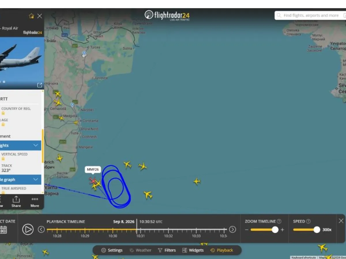 Datele de urmărire aeriană publicate de FlightRadar - Foto: FlightRadar