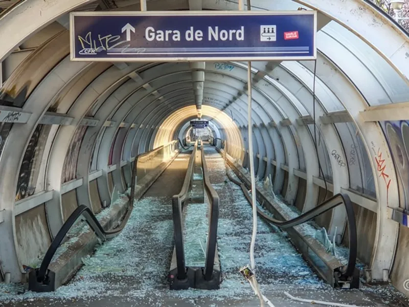 Trotuarul rulant care ar fi trebuit să facă legătura între Gara de Nord și Gara Basarab / Foto: Facebook Asociația Metrou Ușor