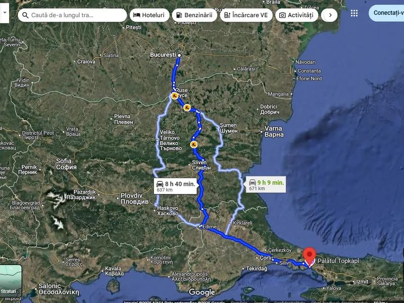 Trenurile CFR „zboară” către Bulgaria și Turcia: Varna – 11h, Istanbul – 24h. Cu mașina, 4h sau 9h - Foto: Google Maps