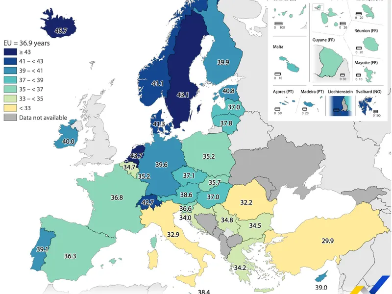 Calcule pentru pensie? Durata estimată medie a vieții profesionale în România, cea mai mică din UE - Foto: Eurostat